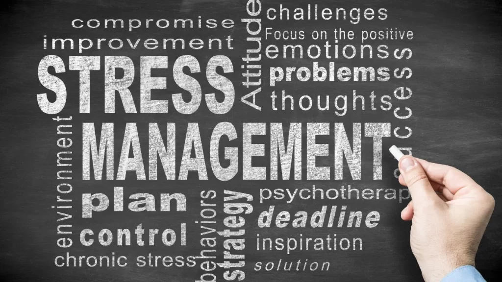 Stress-Management-Techniques-written-on-black-board-with-chalk