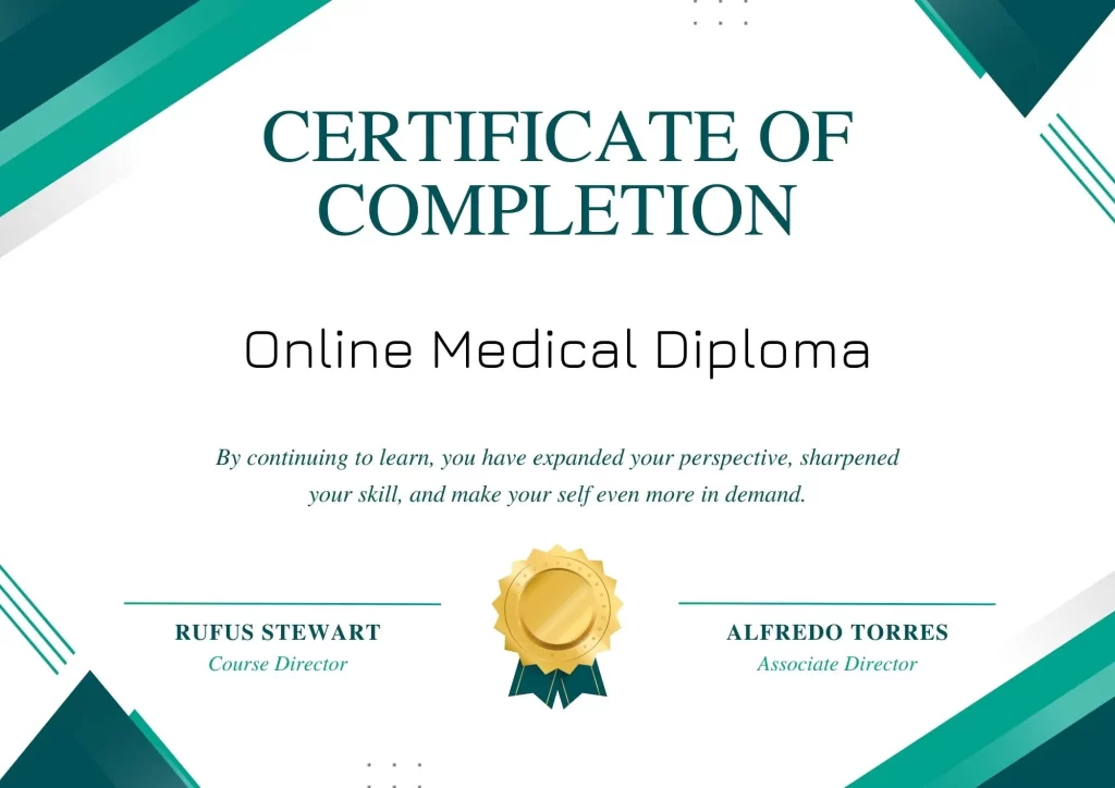 Teal-Modern-online-medical-Diploma-Award-Certificate